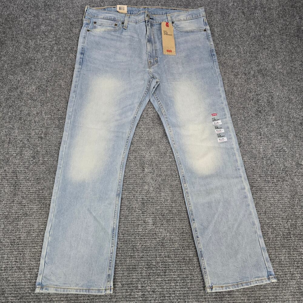 Levi's 513 Slim Straight Jeans Mens 38x30 Light Wash Stretch NWT